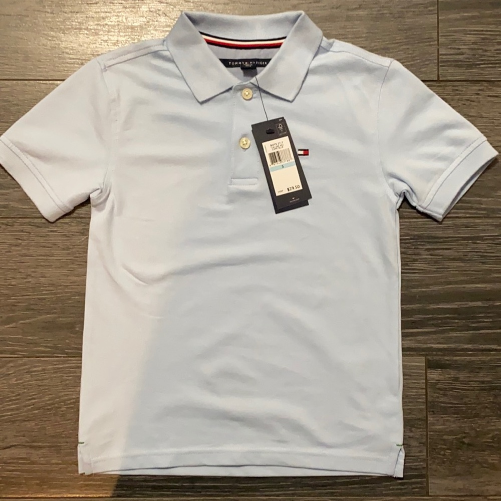 NWT Little boys size 5 stretch baby blue polo.